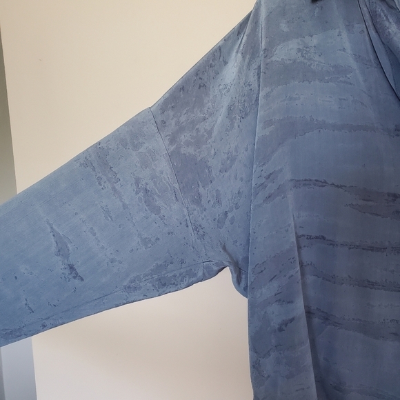 Gypsy 05 100% Silk Boho Tie Dye Tunic Top Blue Oversized Lagenlook Size Small - Picture 11 of 12